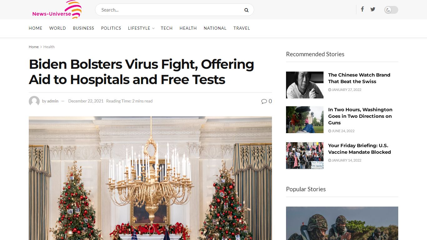 Biden Bolsters Virus Fight, Offering Aid to Hospitals and Free Tests ...